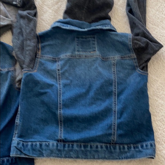 Kids Denim Hooded Jacket - Blue and Gray - Picture 7 of 7
